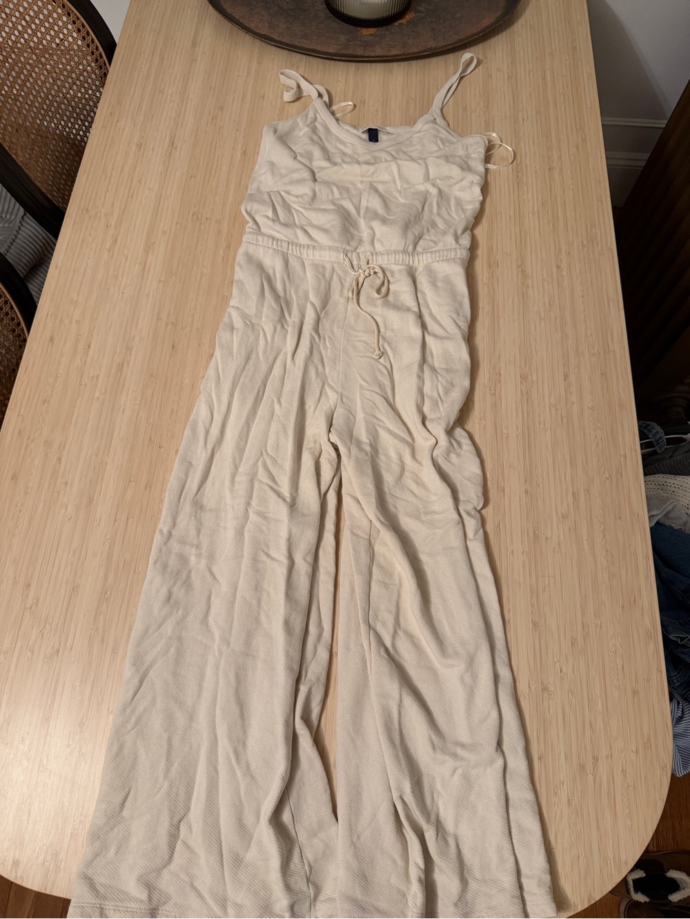 Target Women's Cream Wide-Leg Jumpsuit with Drawstring Waist